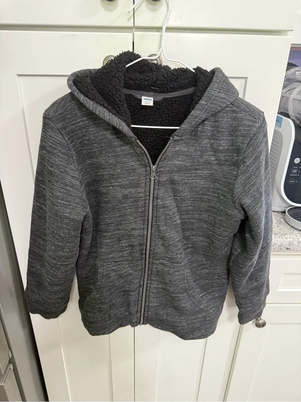Old Navy Kids Charcoal Sherpa-Lined Zip Hoodie